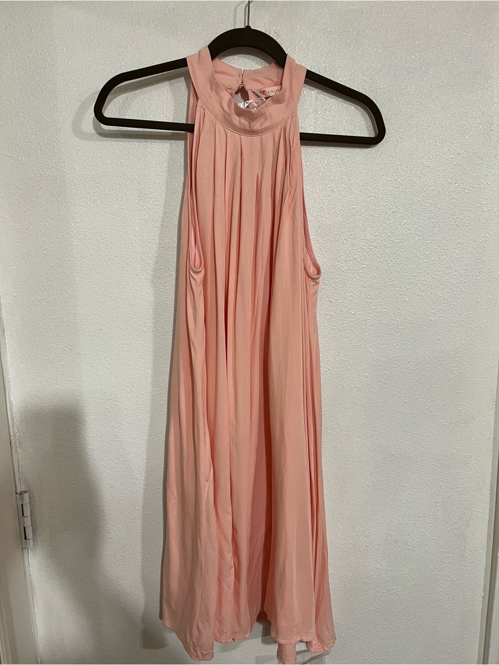 Sleeveless Pink Midi Dress - Elegant High Neck